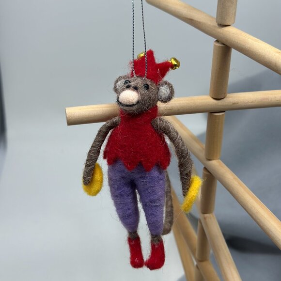 Felted Monkey Christmas Ornament – Band of Friends | Circus Style Ornament - Picture 6 of 10